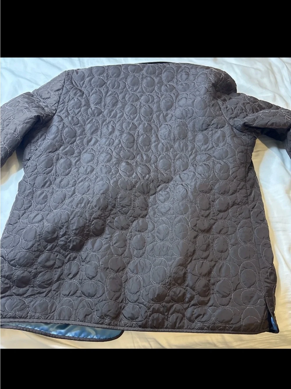 Coach Brown Quilted Logo Puffer Snap Jacket Coat, Size L